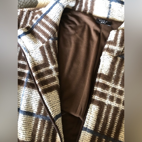 Avon Studio 1886 plaid zip up jacket sweater - Picture 2 of 8